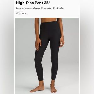 Lululemon 25” ribbed, black align leggings